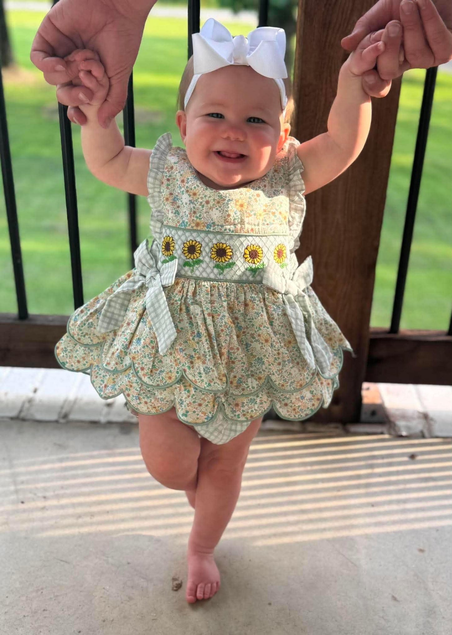 RTS - Sunflower Smock Diaper Set