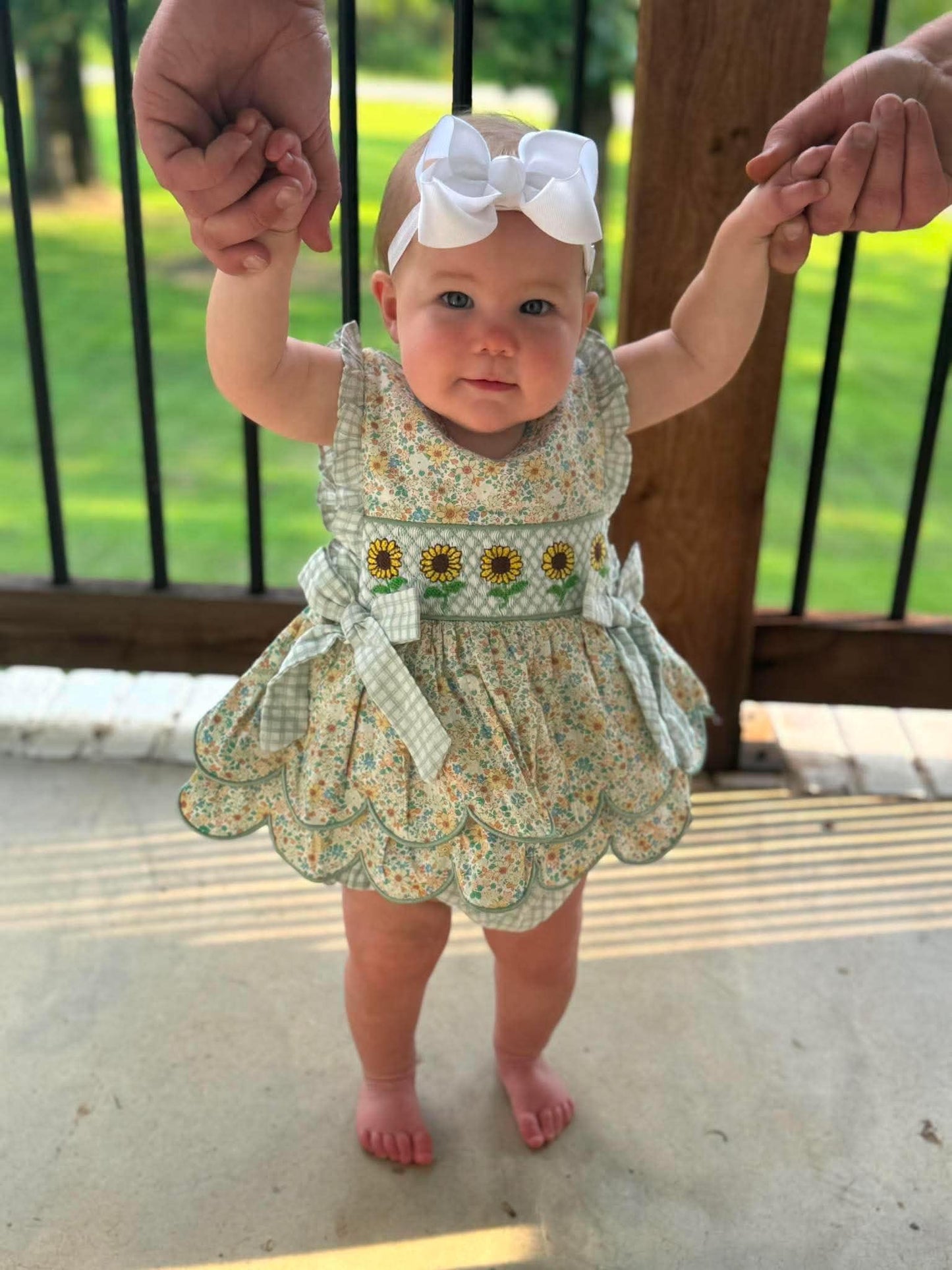 RTS - Sunflower Smock Diaper Set