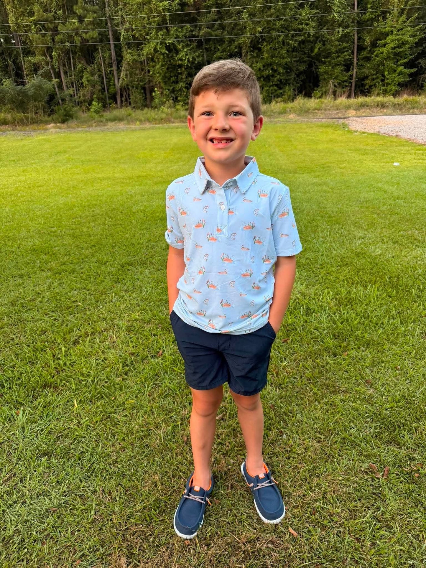 RTS - Blue Duck Print Polo