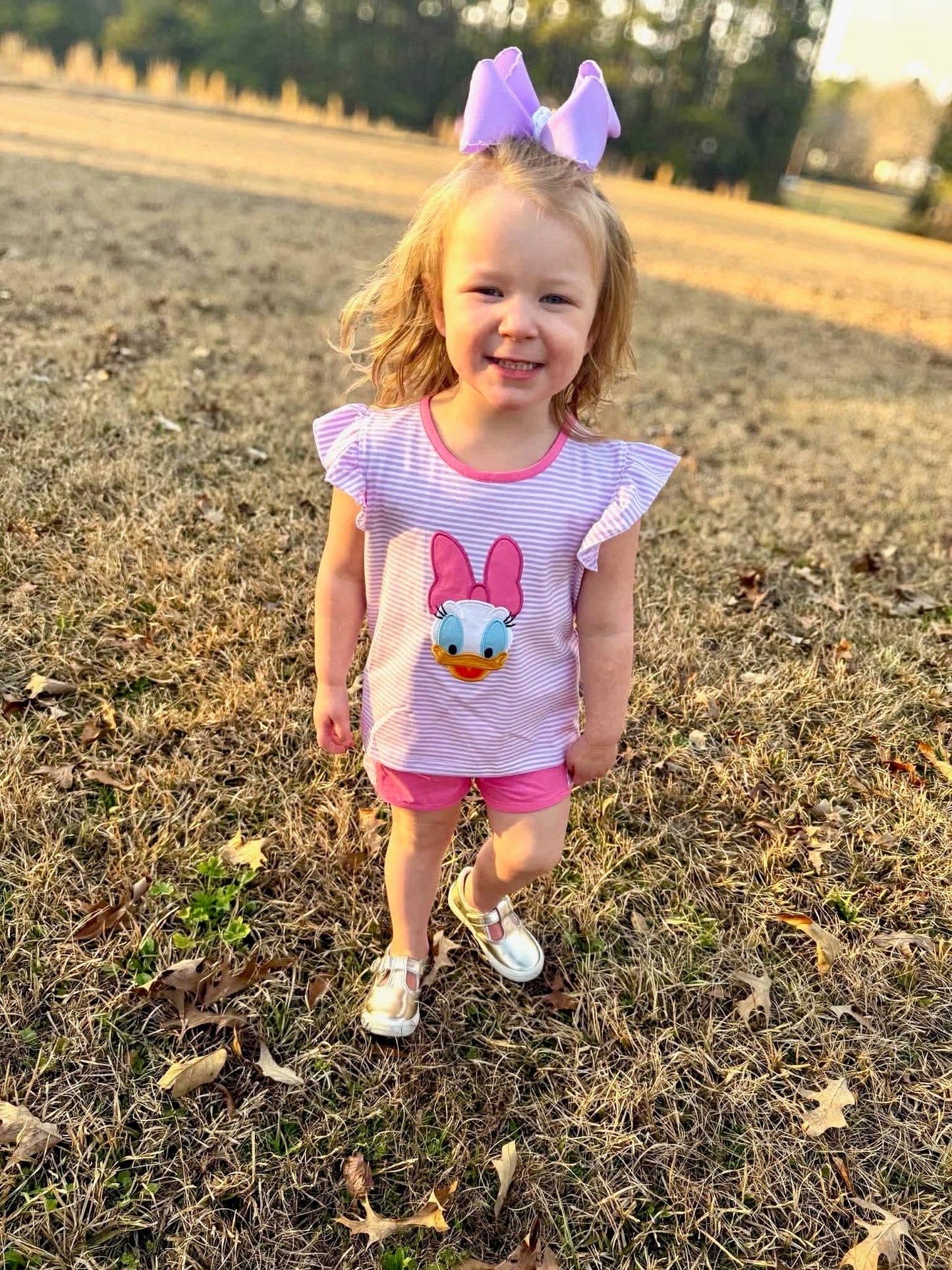 RTS - Pink Duck Short Set