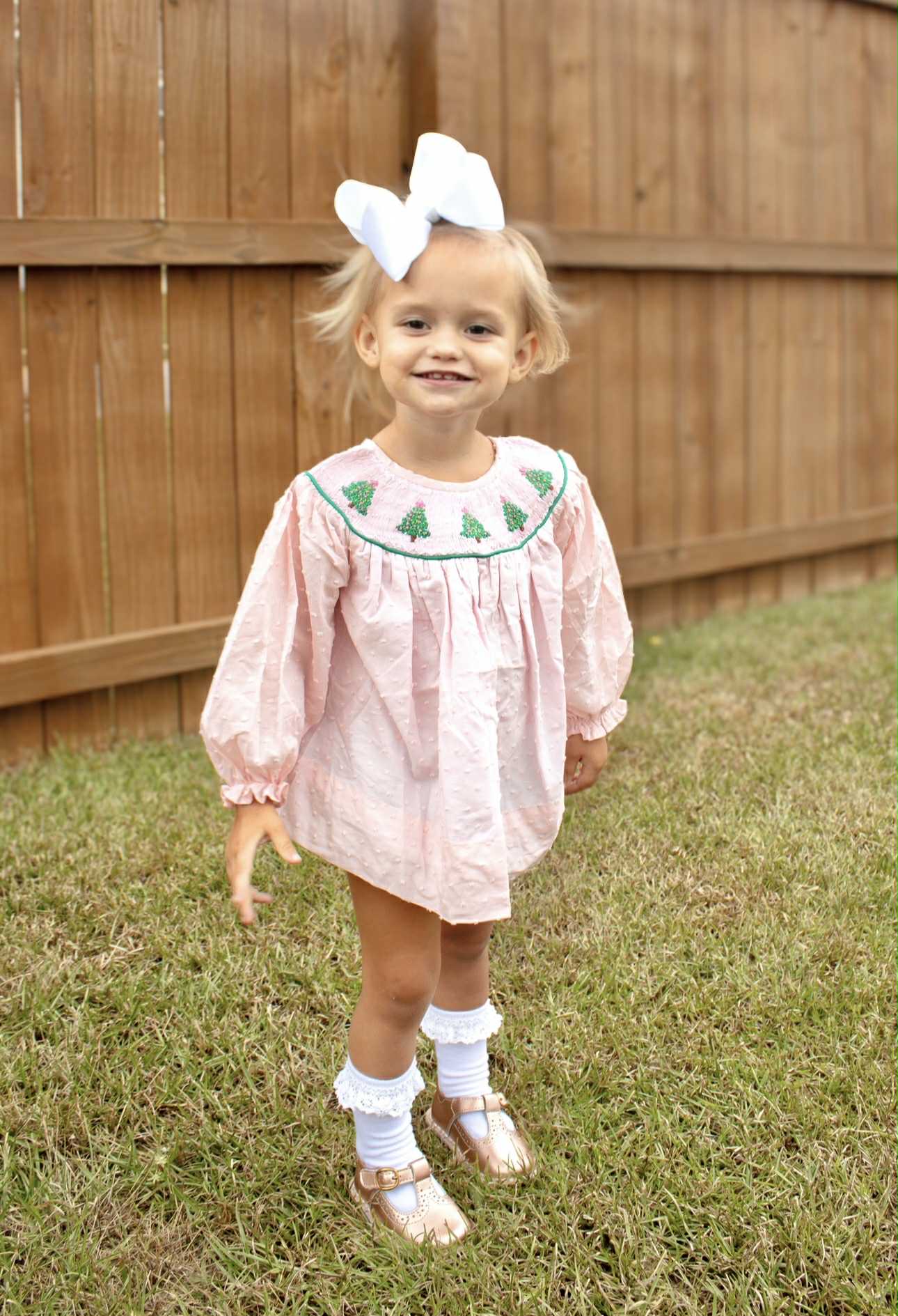 RTS - Pink Christmas Tree Diaper Set